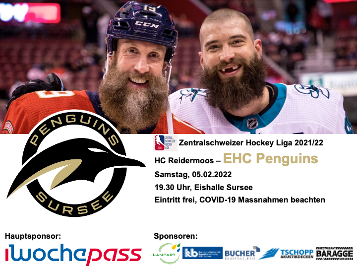 HC Reidermoos - EHC Penguins; 05.02.2022 19.30 Uhr, Eishalle Wohlen