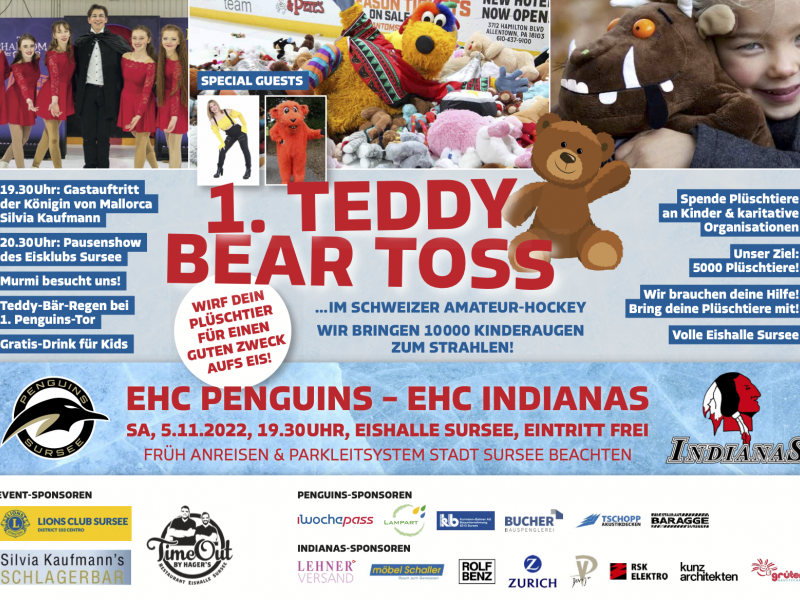 Teddy Bear Toss 05.11.2022: Neuster Flyer & Suche nach Event-Sponsoren
