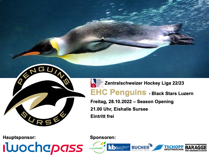 EHC Penguins - Black Stars Luzern; 28.10.2022 21.00 Uhr, Eishalle Sursee