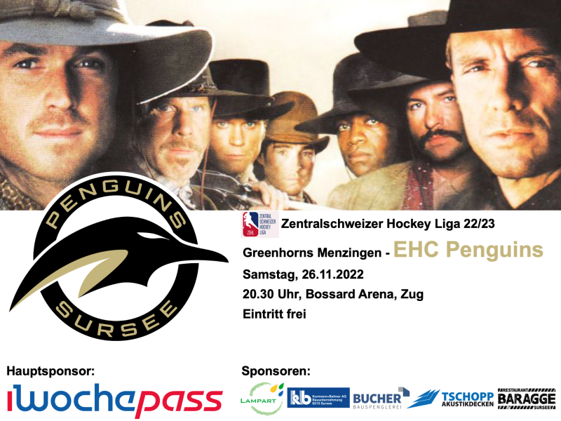 Greenhorns Menzingen - EHC Penguins; 26.11.2022 20.30, Bossard Arena Zug
