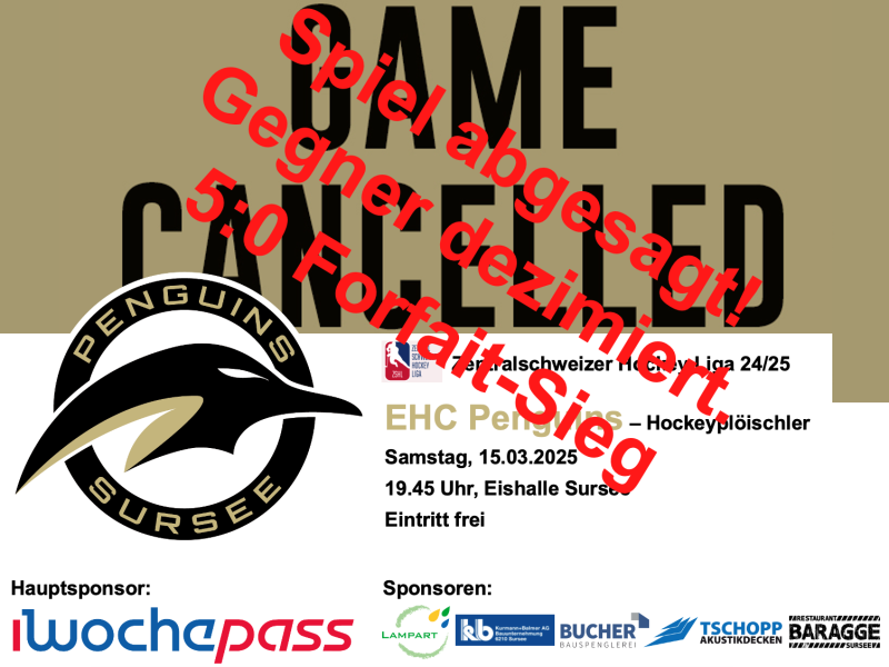 EHC Penguins - Hockeyplöischler Escholzmatt; 14.03.2025 19.45 Uhr, Eishalle Sursee
